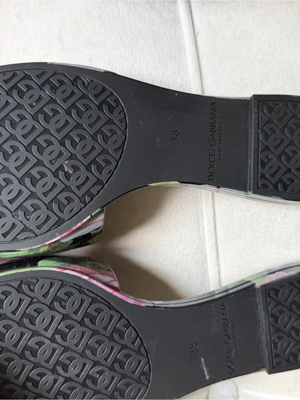 Dolce & Gabbana Pink Rose-Print Slides